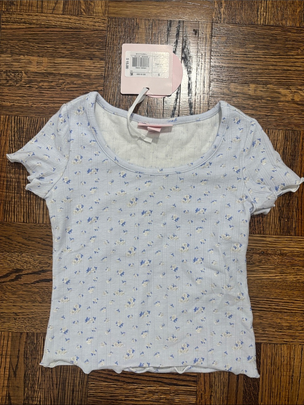 NWT! LoveShackFancy c Target Girls' Light Blue Floral Ribbed Tee - Brand Unknown